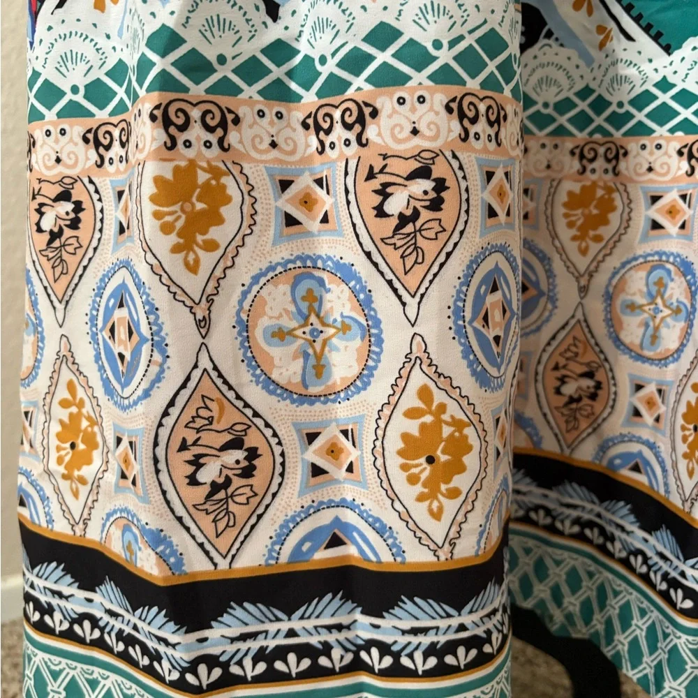 Suzanne Betro Tiered Maxi Dress 1X Sleeveless Floral Boho Artsy Patchwork